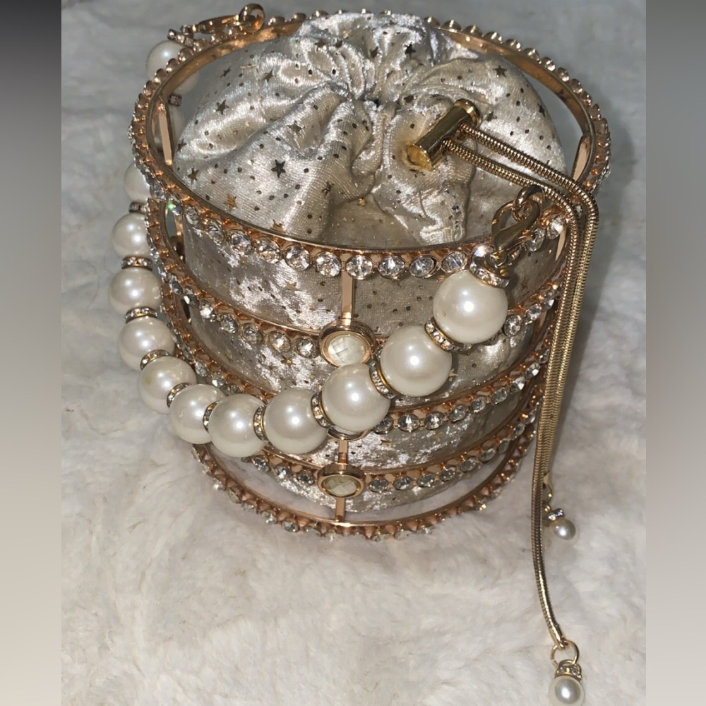 Elegant Gold and Pearl Women's Bag